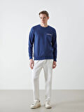 LCWAIKIKI Classic Lacivert Bisiklet Yaka Uzun Kollu Baskılı Erkek Sweatshirt