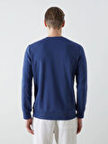 LCWAIKIKI Classic Lacivert Bisiklet Yaka Uzun Kollu Baskılı Erkek Sweatshirt