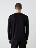 LCWAIKIKI Classic Siyah Bisiklet Yaka Uzun Kollu Baskılı Erkek Sweatshirt
