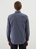 LCWAIKIKI Classic LACİVERT Regular Fit Uzun Kollu Çizgili Erkek Gömlek