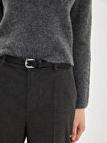 LCW Vision GRİ Beli Kemerli Loose Fit Kadın Pantolon