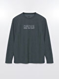LCWAIKIKI Classic Yeşil Bisiklet Yaka Uzun Kollu Baskılı Erkek Sweatshirt