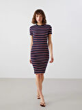 LCW Vision LACİVERT Bisiklet Yaka Çizgili Kadın Elbise