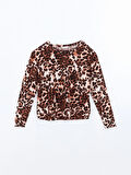 Bisiklet Yaka Leopar Desenli Polar Kadın Pijama Takımı_W4L555Z8-LQY_8684681317972_3XL