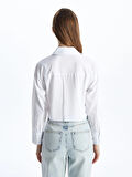 XSIDE BEYAZ Crop Poplin Kadın Gömlek