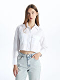 XSIDE BEYAZ Crop Poplin Kadın Gömlek