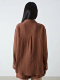 LCW Vision Kahverengi Dokulu Kadın Gömlek