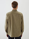 LCW Vision Yeşil Regular Fit Uzun Kollu Keten Karışımlı Erkek Gömlek