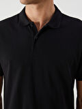 LCWAIKIKI Classic Siyah Polo Yaka Kısa Kollu Pike Erkek Tişört