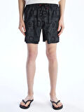 XSIDE Siyah Kısa Boy Desenli Erkek Deniz Şortu