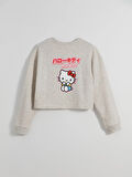 Bisiklet Yaka Hello Kitty Baskılı Kız Çocuk Crop Sweatshirt_S50716Z4-CT3_8684681505744_9-10 Yaş