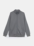 LCWAIKIKI Basic Gri Dik Yaka Erkek Sweatshirt