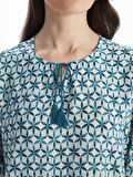 LCW Grace PETROL Bağlamalı Yaka Desenli Kadın Bluz