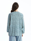 LCW Grace PETROL Bağlamalı Yaka Desenli Kadın Bluz