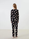 Bisiklet Yaka Desenli Kadın Pijama Takımı_W4L623Z8-LQJ_8684681853470_S