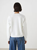Bisiklet Yaka Nakışlı Oversize Kadın Kalın Sweatshirt_W4L755Z8-R9J_8684681886041_M