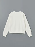 Bisiklet Yaka Nakışlı Oversize Kadın Kalın Sweatshirt_W4L755Z8-R9J_8684681886041_M