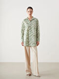 LCW Modest Yeşil Desenli Oversize Kadın Gömlek Tunik