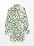LCW Modest Yeşil Desenli Oversize Kadın Gömlek Tunik