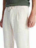 LCW Vision Bej Slim Fit Keten Karışımlı Erkek Pantolon