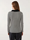 LCW Modest Siyah Polo Yaka Çizgili Kadın Body