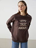 Bisiklet Yaka Baskılı Kadın Kalın Sweatshirt_W4J641Z8-YLR_8684682192752_L