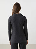 Polo Yaka Parlak Görünümlü Kadın Sweatshirt_W4J643Z8-CZM_8684682195326_S