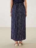 LCW Grace Indigo Beli Lastikli Desenli Kadın Etek