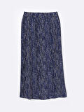 LCW Grace Indigo Beli Lastikli Desenli Kadın Etek