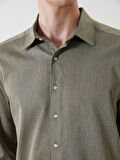 SOUTHBLUE Haki Regular Fit Uzun Kollu Keten Karışımlı Erkek Gömlek