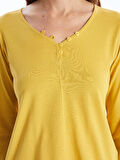 V Yaka Desenli Kadın Pijama Takımı_W4LL84Z8-LRA_8684682695604_S