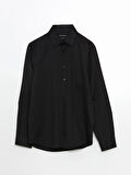 LCWAIKIKI Formal Siyah Slim Fit Uzun Kollu Armürlü Erkek Gömlek