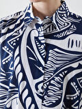 LCWAIKIKI Classic Lacivert Desenli Kadın Gömlek Tunik