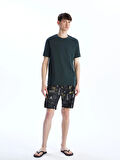 LCW SWIMWEAR Antrasit Diz Hizası Boy Desenli Erkek Deniz Şortu