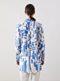 LCWAIKIKI Classic Lacivert Hakim Yaka Desenli Kadın Gömlek Tunik