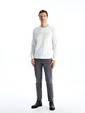 LCWAIKIKI Classic EKRU Bisiklet Yaka Uzun Kollu Baskılı Erkek Sweatshirt