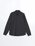 LCWAIKIKI Formal ANTRASİT Slim Fit Uzun Kollu Armürlü Erkek Gömlek
