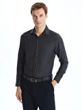 LCWAIKIKI Formal ANTRASİT Slim Fit Uzun Kollu Armürlü Erkek Gömlek