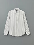 LCWAIKIKI Formal Lacivert Slim Fit Uzun Kollu Çizgili Erkek Gömlek