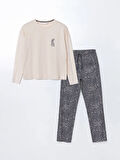 Bisiklet Yaka Leopar Desenli Kadın Pijama Takımı_W4LU44Z8-LRX_8684683472167_2XL