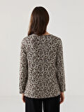 LC WAIKIKI BEJ Bisiklet Yaka Leopar Desenli Kadın Bluz