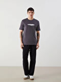XSIDE Antrasit Bisiklet Yaka Baskılı Penye Erkek Tişört