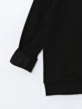 LCWAIKIKI Classic Siyah Bisiklet Yaka Baskılı Erkek Kalın Sweatshirt