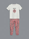 LCW DREAM PEMBE Bisiklet Yaka Çiçekli Kadın Pijama Takımı