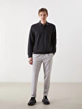 LCWAIKIKI Classic Antrasit Polo Yaka Uzun Kollu Erkek Sweatshirt