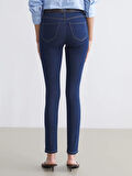 LCW Jeans Indigo Beli Kemerli Mercury Skinny Fit Kadın Jean Pantolon