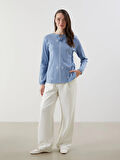 LCW Grace Mavi Bağlamalı Yaka Desenli Kadın Bluz