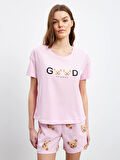 LCW Young Pembe Ayı Teddy Baskılı Kadın Şortlu Pijama Takımı