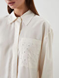 LCW Modest Ekru Taşlı Modal Karışımlı Kadın Gömlek Tunik
