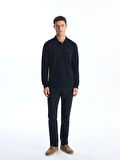 LCWAIKIKI Classic Lacivert Büyük Beden Polo Yaka Uzun Kollu Erkek Sweatshirt